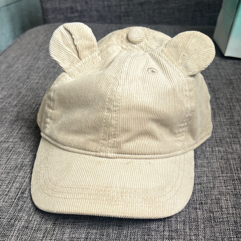 BRAND NEW Beige Corduroy Cap with Bear Ears